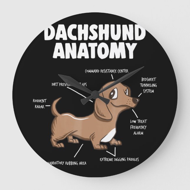 Dog Gift | Anatomy Dachshund  Funny Weiner Large Clock (Front)