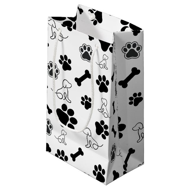 Dog Gift Bag Black and White  (Front Angled)
