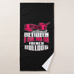 Dog Gift Between A Girl And Her French Bulldog Bath Towel