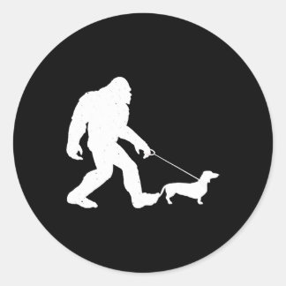 Dog Gift | Bigfoot Walking Dachshund Funny Wiener Classic Round Sticker