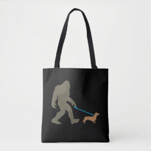 Dog Gift Bigfoot Walking Dachshund Tote Bag