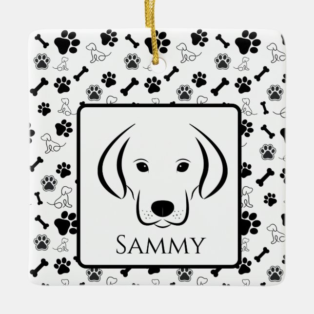 Dog Gift Black and White Ornament (Front)