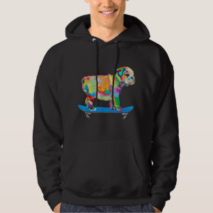 Dog Gift Colourful Cool Bulldog Puppy Skateboard Hoodie