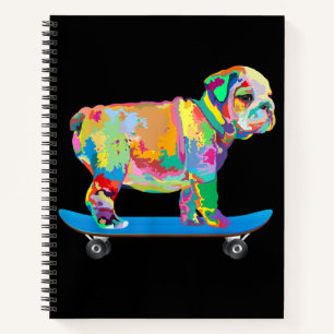 Dog Gift Colourful Cool Bulldog Puppy Skateboard Notebook