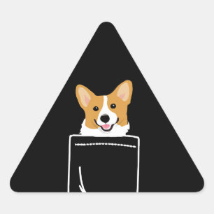 Dog Gift Corgi In Pocket Funny Corgi Crazy Triangle Sticker