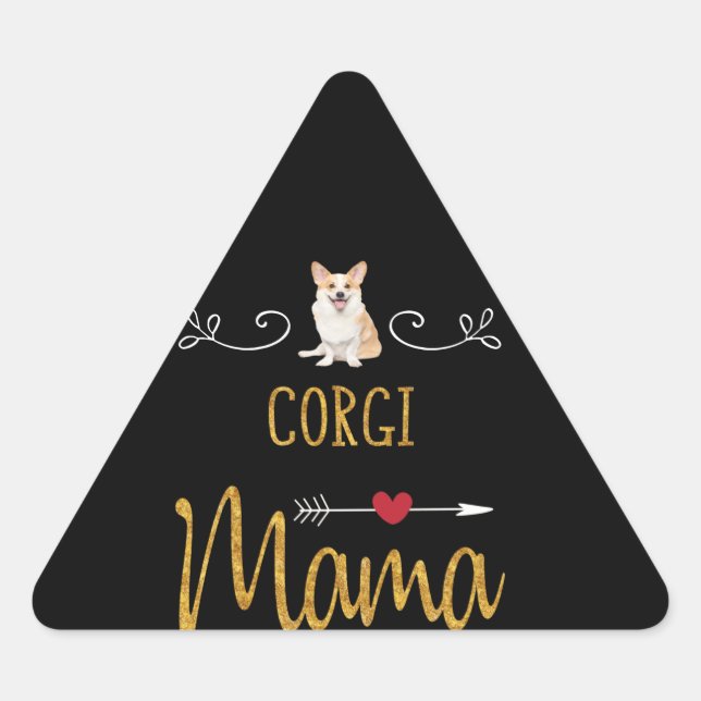 Dog Gift | Corgi Mama Lovely Triangle Sticker (Front)