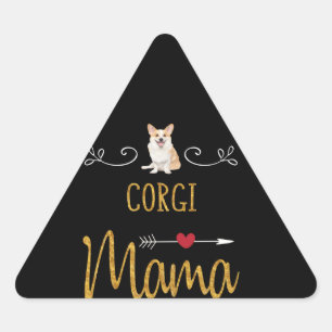 Dog Gift Corgi Mama Lovely Triangle Sticker