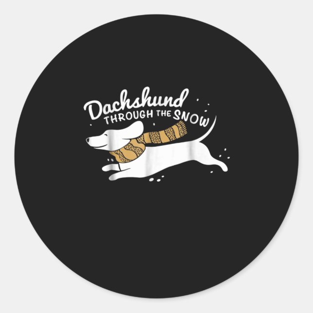 Dog Gift | Dachshund Through The Snow Classic Round Sticker (Front)