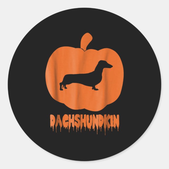 Dog Gift | Dachshundkin Pumpkin Classic Round Sticker (Front)
