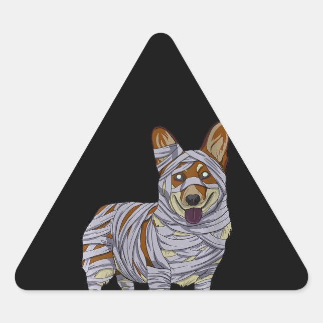 Dog Gift | Dog Mummy Halloween Costume Triangle Sticker (Front)