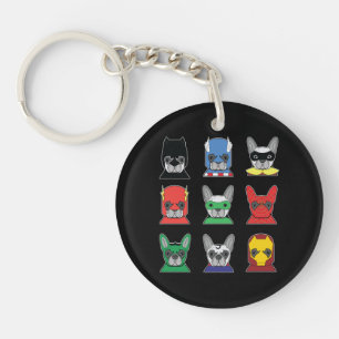 Dog Gift French Bulldog Designs Super Hero Key Ring