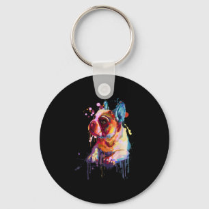 Dog Gift   French Bulldog Hand Drawing Art Key Ring