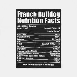 Dog Gift French Bulldog Nutrition Facts Fleece Blanket