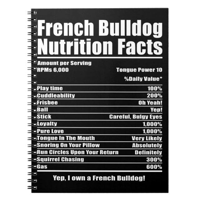 Dog Gift | French Bulldog Nutrition Facts Notebook (Front)