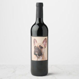 Dog Gift   French Bulldog With Poor Face Wine Label
