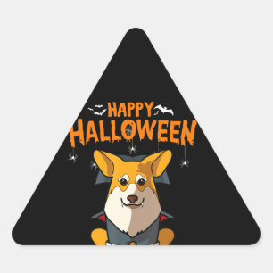 Dog Gift happy halloween pembroke corgi Triangle Sticker
