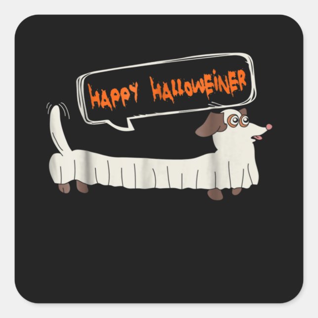 Dog Gift | Happy Halloweiner Corgi Square Sticker (Front)