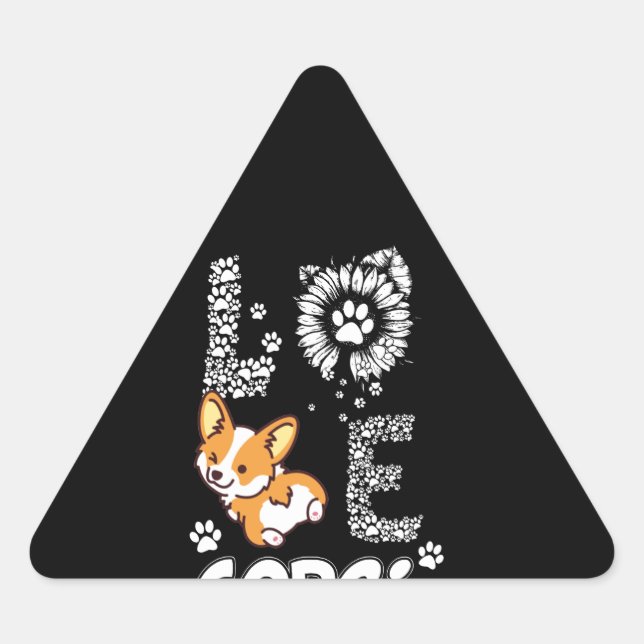 Dog Gift | Love Corgi Lovely Triangle Sticker (Front)