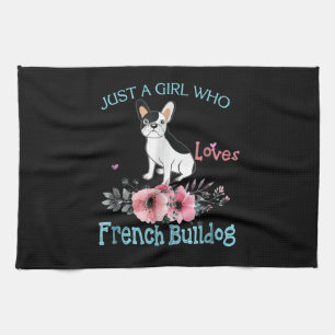 Dog Gift Loves French Bulldog Tea Towel