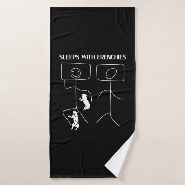 Dog Gift | Sleeps With Frenchies Bath Towel (Bath Towel)