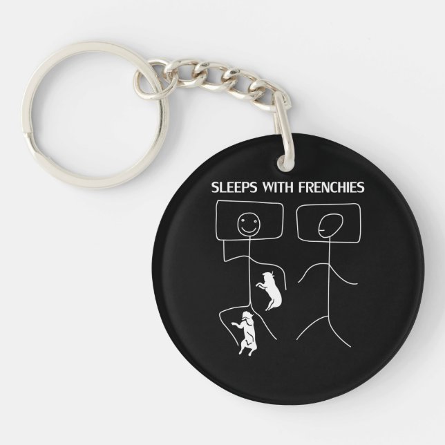 Dog Gift | Sleeps With Frenchies Key Ring (Front)