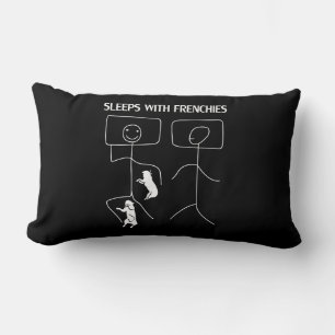 Dog Gift Sleeps With Frenchies Lumbar Cushion