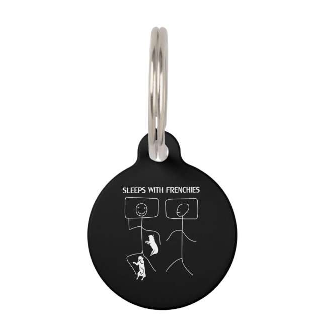 Dog Gift | Sleeps With Frenchies Pet Tag (Front)