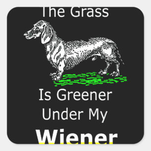 Dog Gift The Grass Is Greener Under My Wiener Square Sticker
