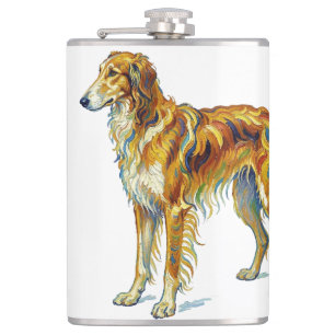 Dog Gift Vibrant Colorful Saluki Dog Design Hip Flask