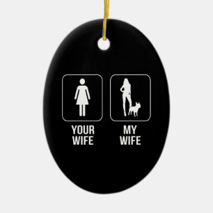 Dog Gift   Your Wife - My Wife French Bulldog Ceramic Tree Decoration