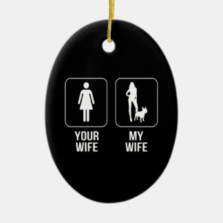 Dog Gift | Your Wife - My Wife French Bulldog Ceramic Tree Decoration