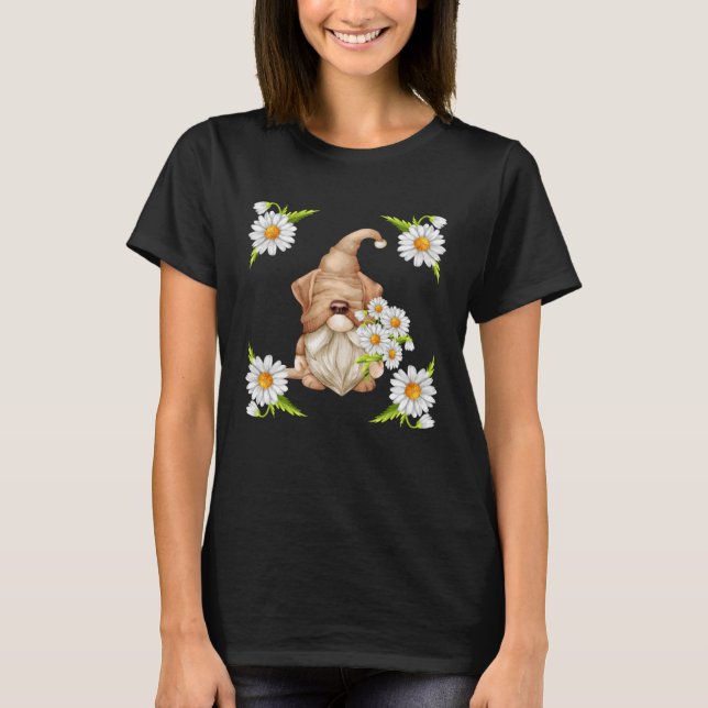 Dog Gnome For Labrador Mum Cute Spring Floral Dais T-Shirt (Front)