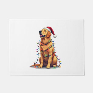 Dog Golden Retriever Santa Christmas Xmas Lights ( Doormat