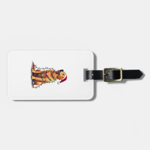Dog Golden Retriever Santa Christmas Xmas Lights ( Luggage Tag