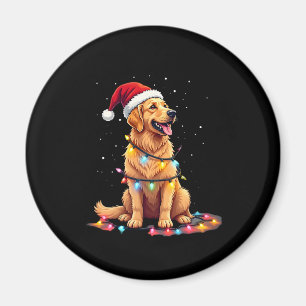 Dog Golden Retriever Santa Christmas Xmas Lights ( Magnet
