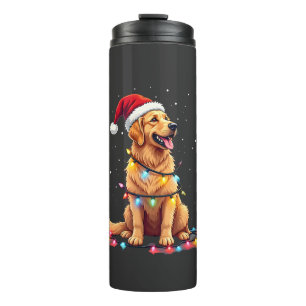 Dog Golden Retriever Santa Christmas Xmas Lights ( Thermal Tumbler