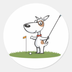 Dog Golf Classic Round Sticker