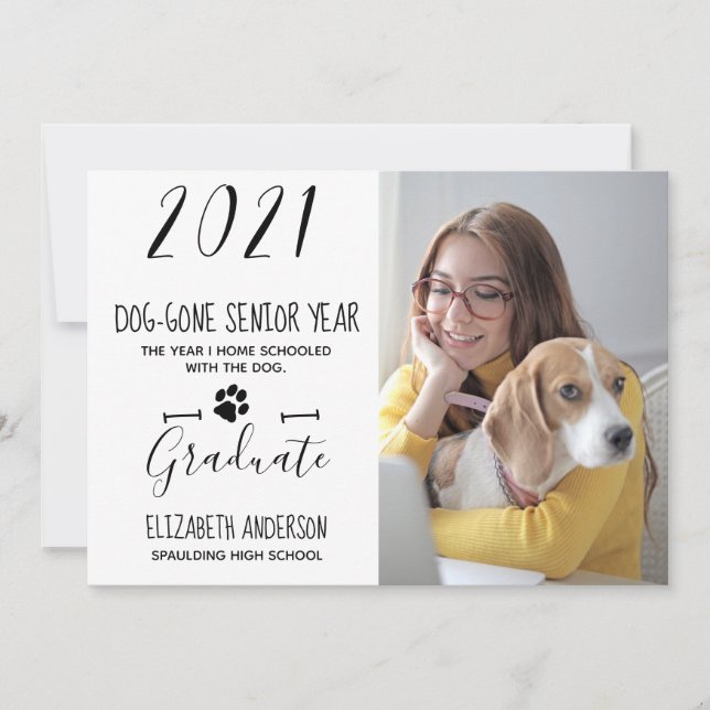 Dog Gone Senior Year Class 2021 Photo Graduation Invitation (Front)