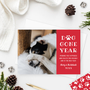 Dog Gone Year Funny Red Pet Photo Holiday Card