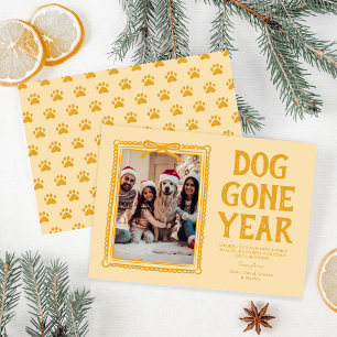 Dog Gone Year Yellow Photo Christmas Holiday Card