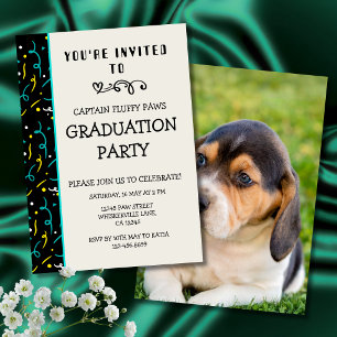 Dog Graduation Announcement Colorful Blue & Black