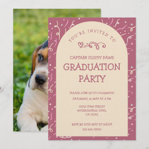 Dog Graduation Announcement Rose Gold & Champagne