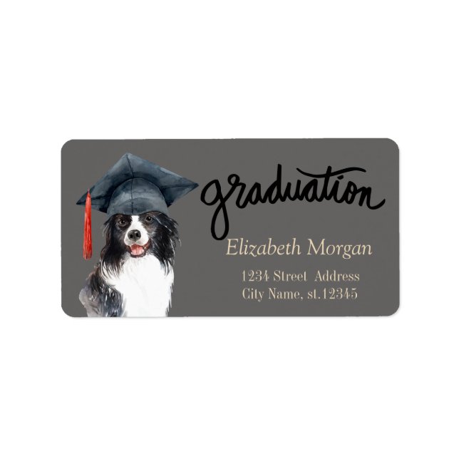 Dog Graduation Cap  Label (Front)
