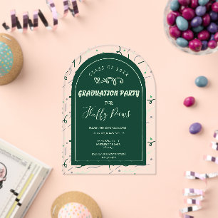 Dog Graduation Party Announcement Deep Emerald