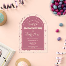 Dog Graduation Party Announcement Rose Gold