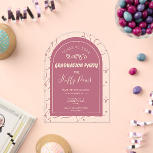 Dog Graduation Party Announcement Rose Gold