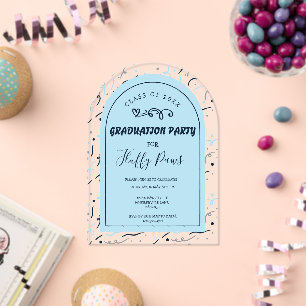 Dog Graduation Party Invite Baby Blue and Navy Acrylic Invitations