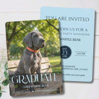 Dog Graduation Party Invite Pet Photo Baby Blue