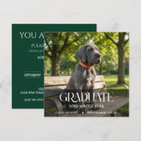 Dog Graduation Party Invite Pet Photo Black &White