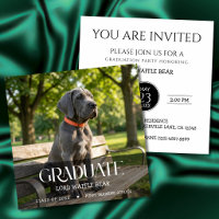 Dog Graduation Party Invite Pet Photo Black &White